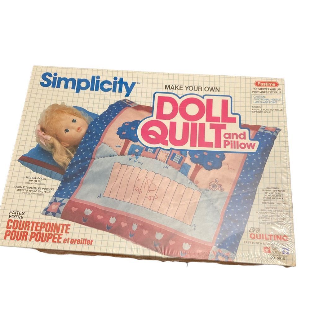 Simplicity Make Your Own Doll Quilt And Pillow Kit New Vintage